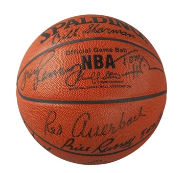 1960-61 Boston Celtics Team Signed Basketball (12 Signatures) w/ Russell, Cousy & Auerbach